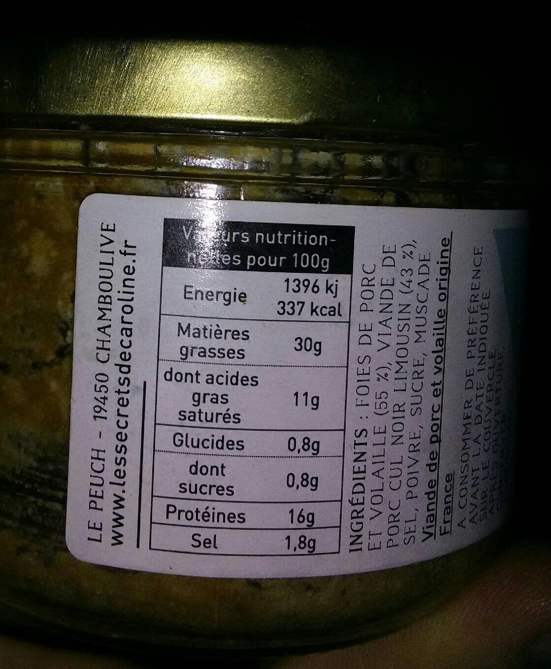 Les Secrets De Caroline Confit de foie de cul noir Limousin packshot