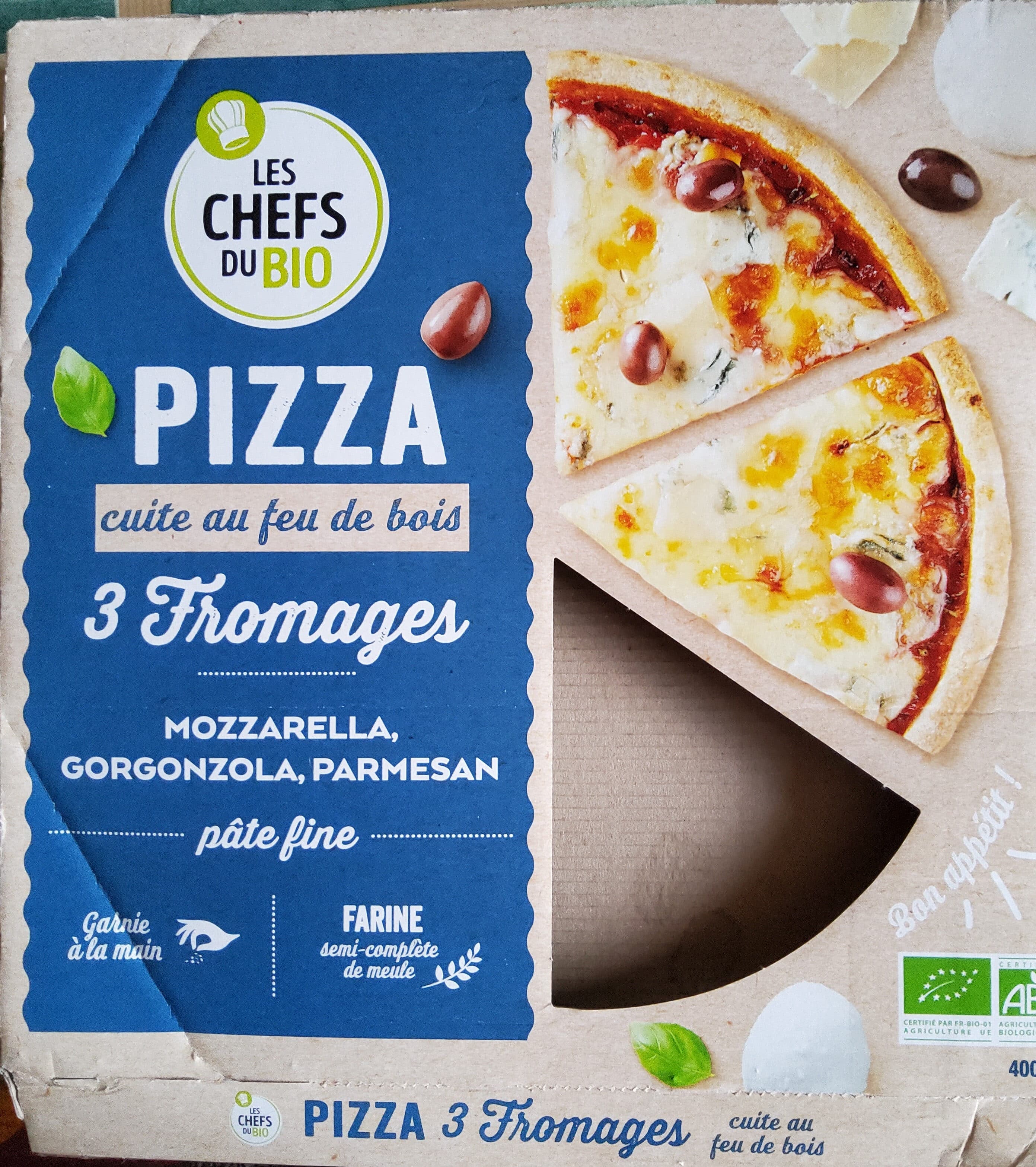 les chefs du bio Pizza 3 fromages packshot