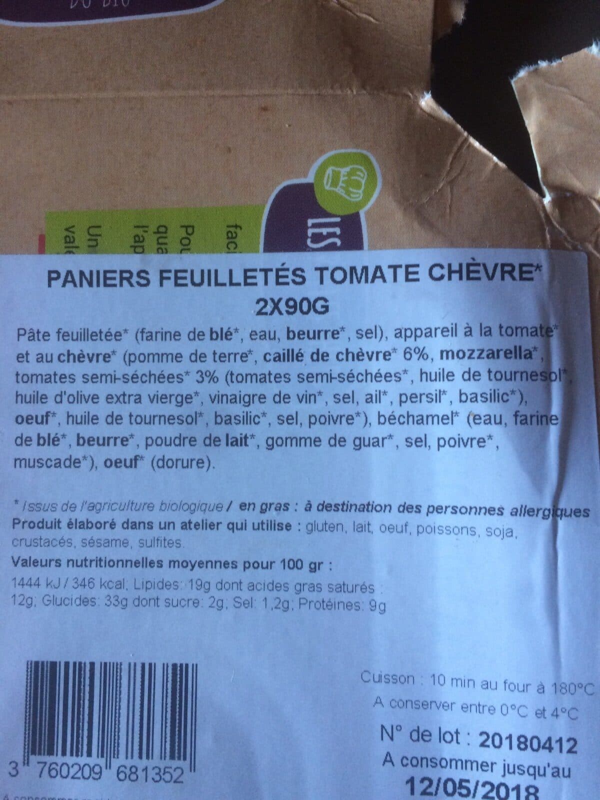 Open Food Facts Paniers feuilletés tomates chèvre packshot