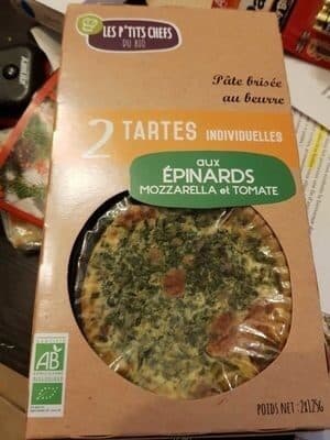 Les P'tits Chefs Du Bio Tartes individuelles aux épinards Mozzarella et Tomate packshot