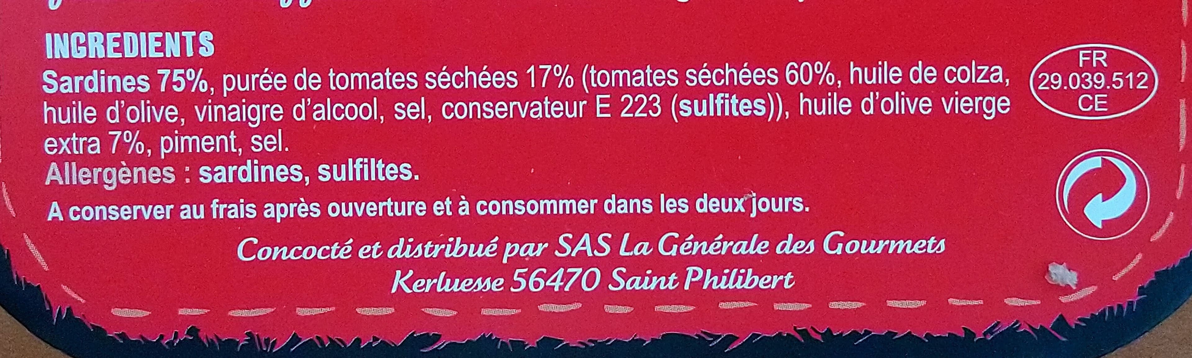Comptoir de Belle-île en Mer Sardines aux tomates séchées packshot