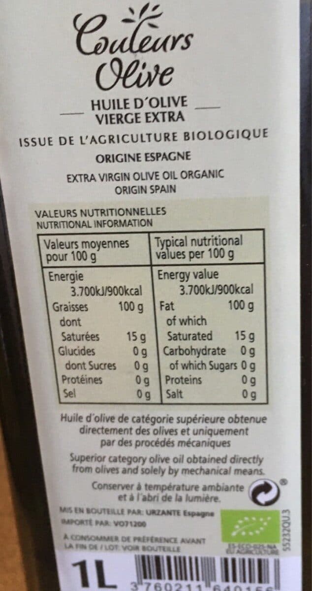 Couleurs Olive Huile d'olive vierge extra packshot