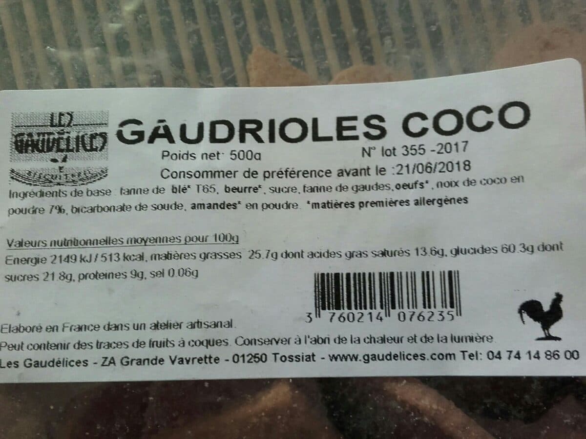 Les Gaudélices Gaudrioles coco packshot