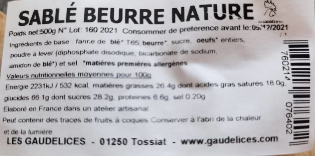 Les Gaudélices Sablé beurre packshot