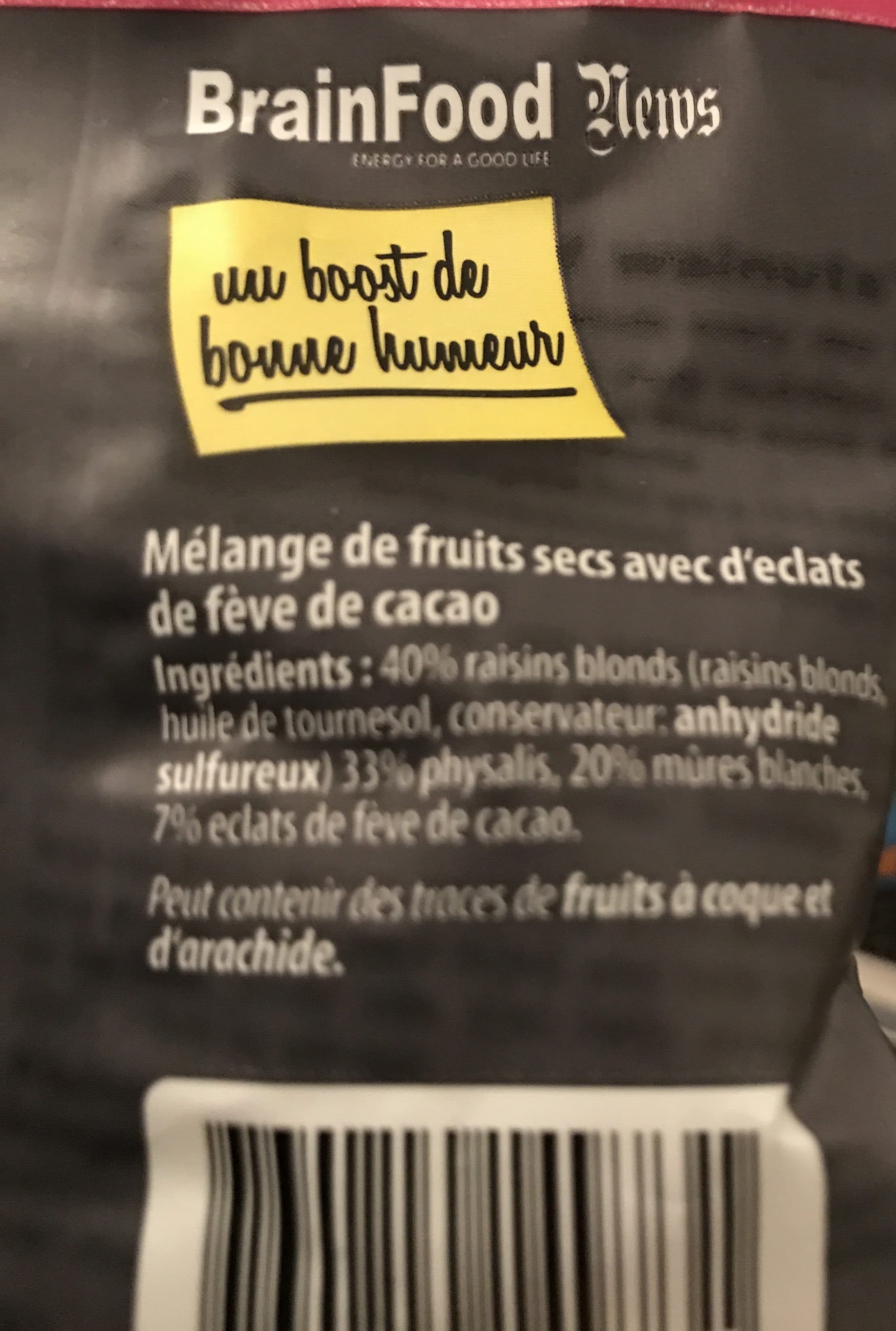 Brain Food Sachet Super Fruit Et éclat De Cacao packshot