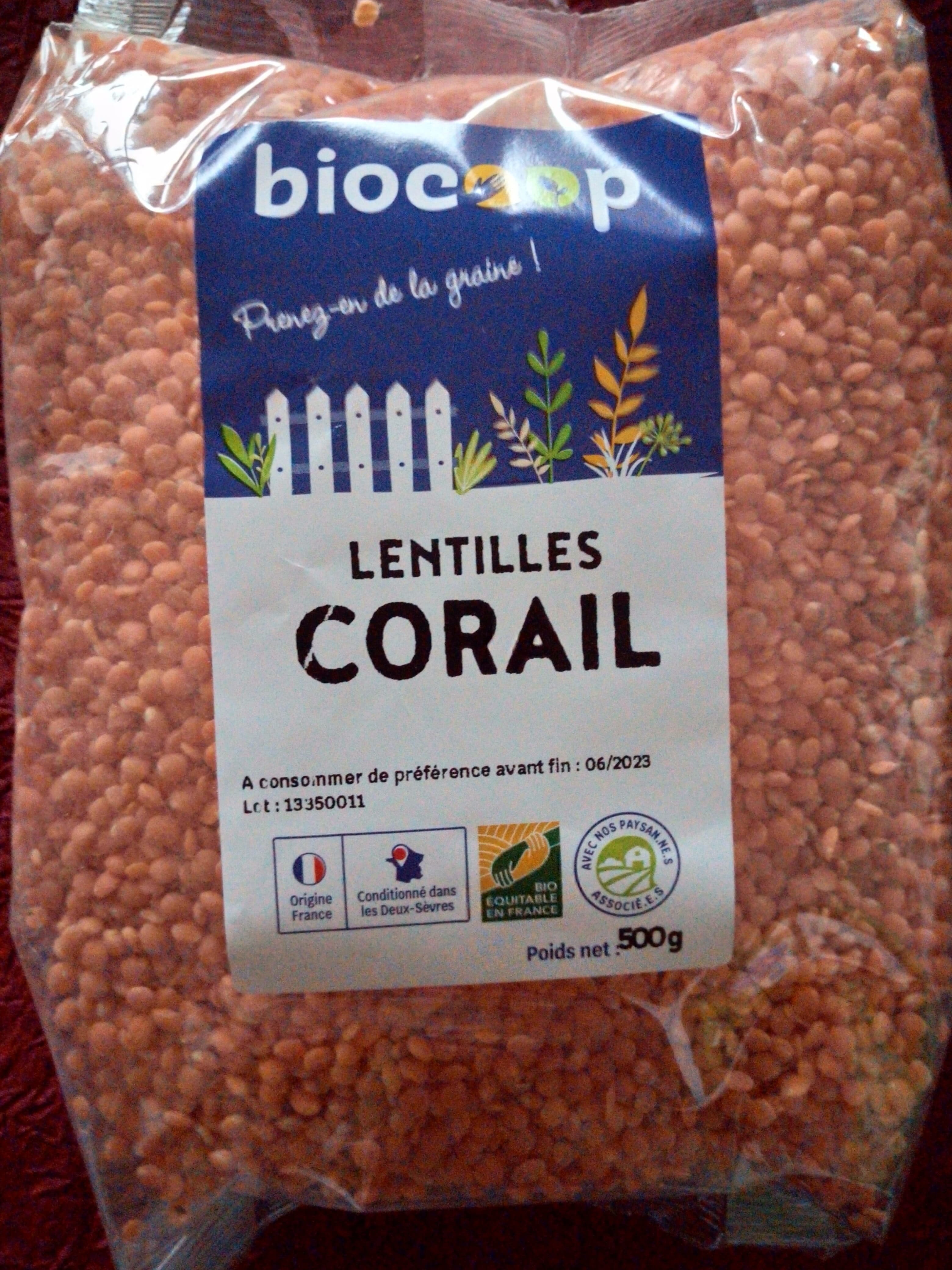Biocoop Lentilles corail France packshot