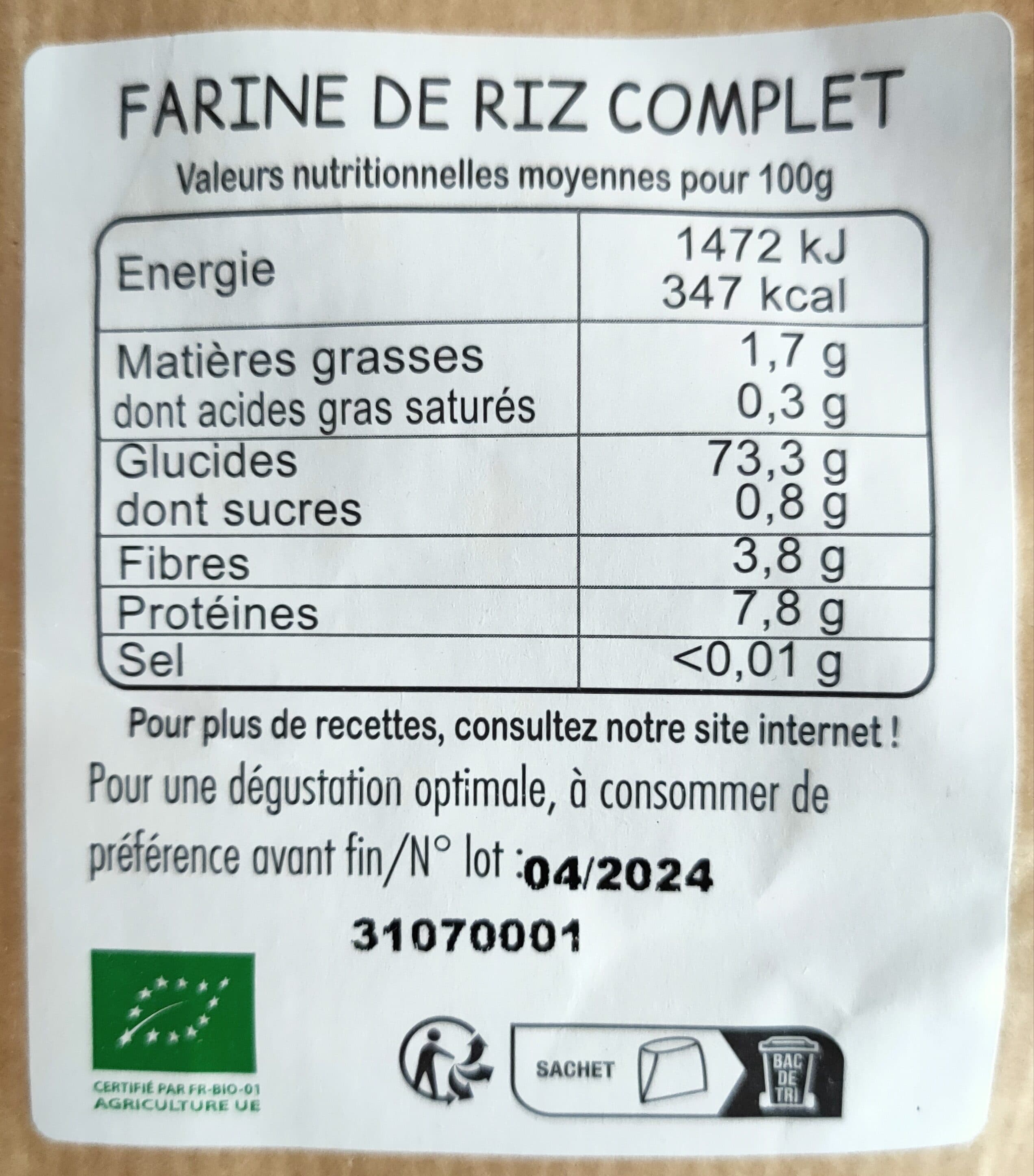Graines d'Alisa Farine De Riz Complet packshot