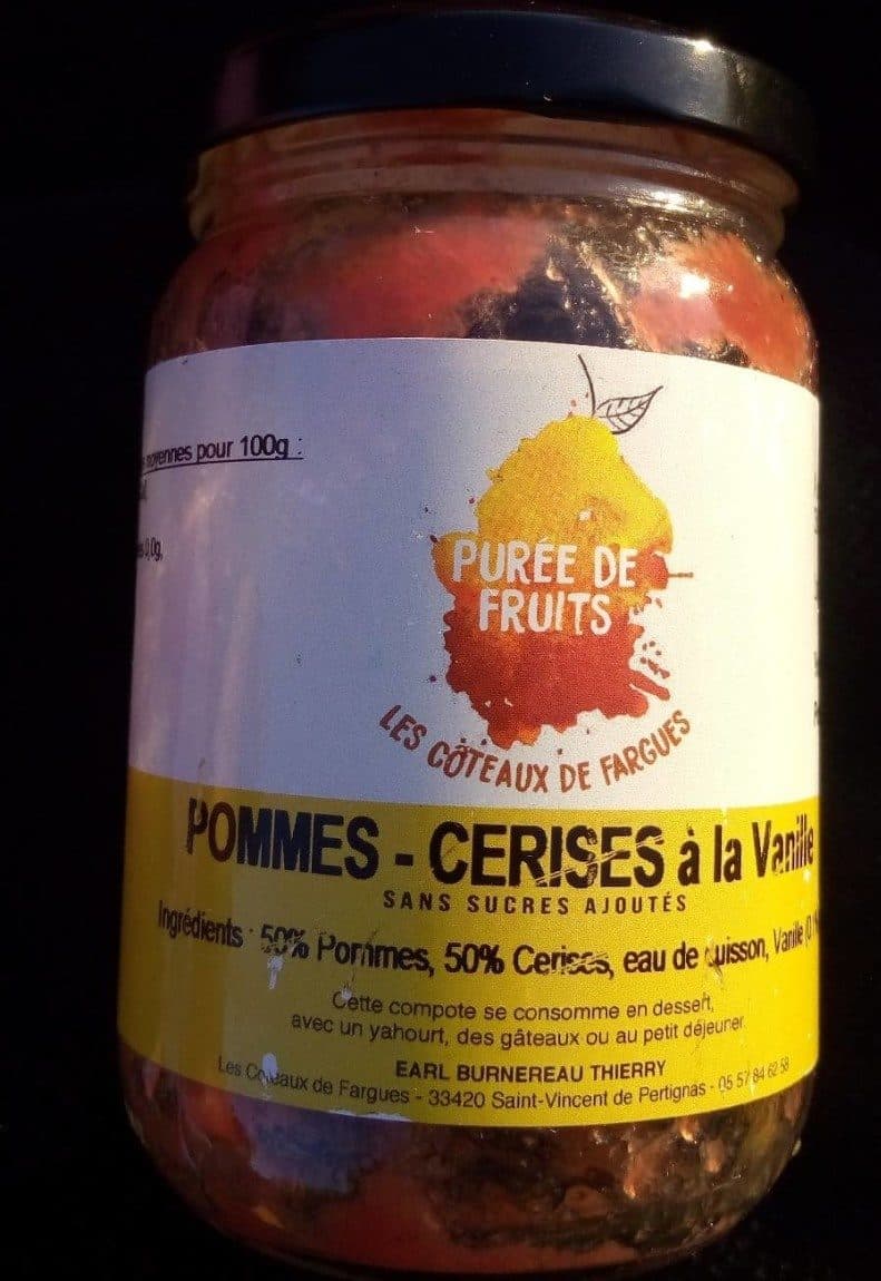 Open Food Facts Purée de fruits pommes-cerises à la vanille packshot