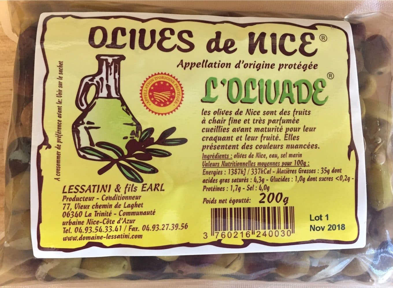 Domaine Lessatini Olives de Nice AOP packshot