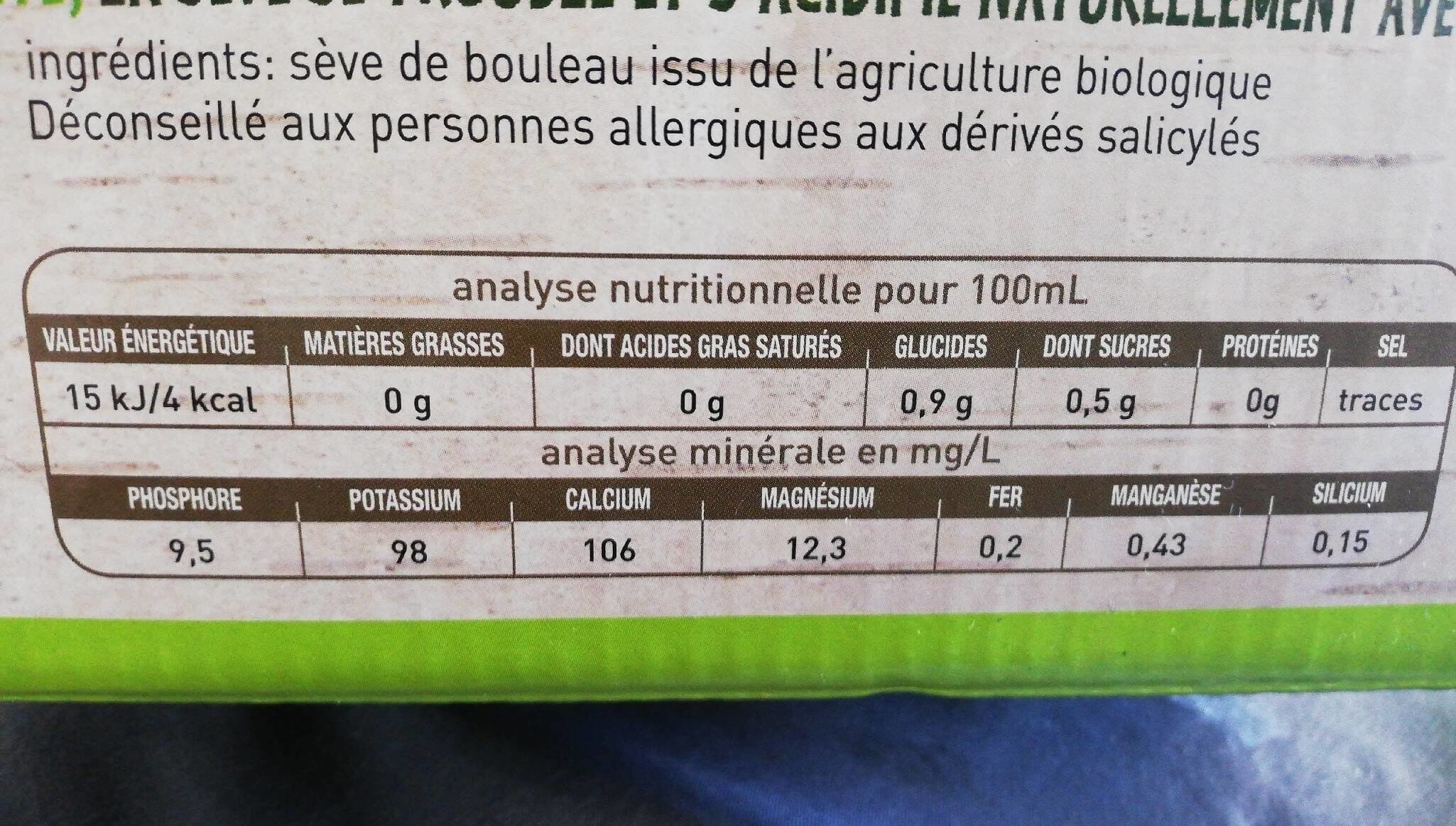 Open Food Facts Sève de Bouleau fraiche Nature packshot