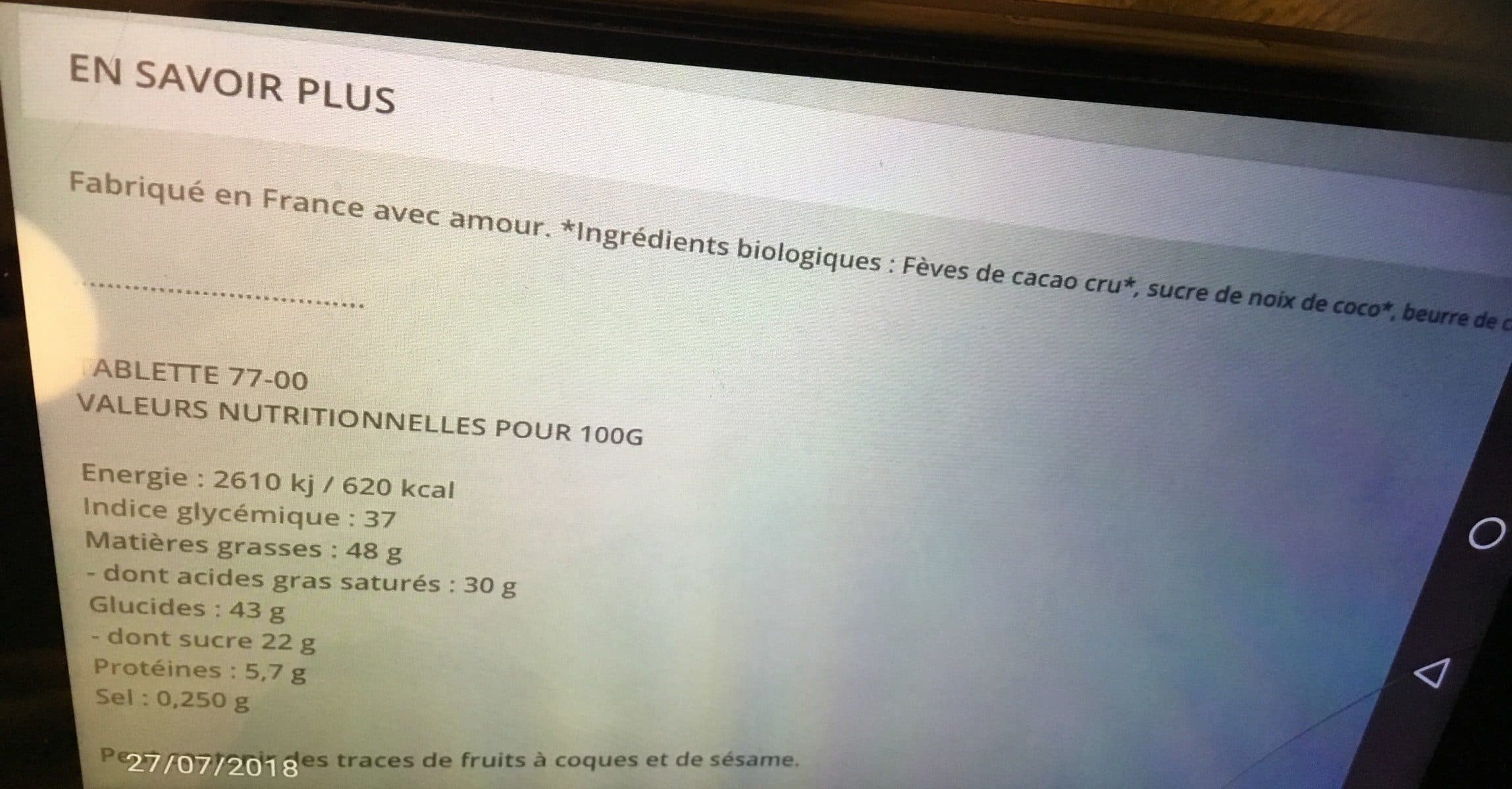 Open Food Facts Epicerie / Epicerie Sucrée / Chocolat Bio packshot