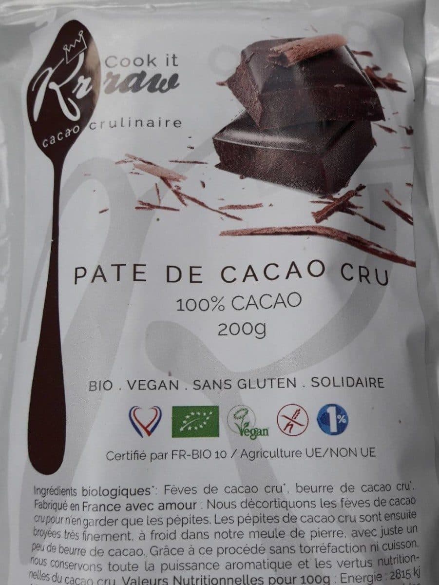 Rrraw Pate de cacao cru packshot