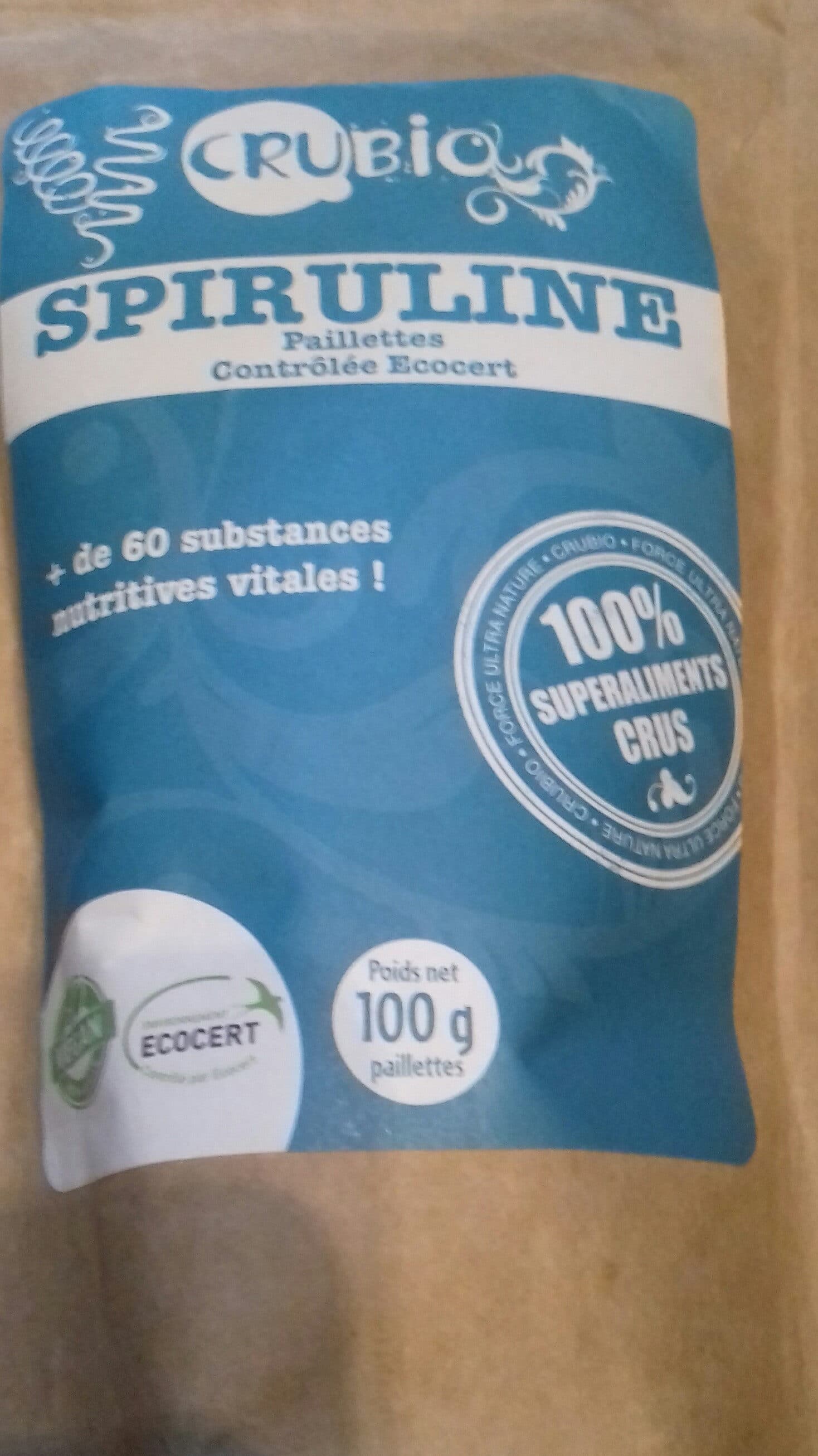 Open Food Facts Spiruline En Paillettes Ecocert - 100 G - Crubio packshot