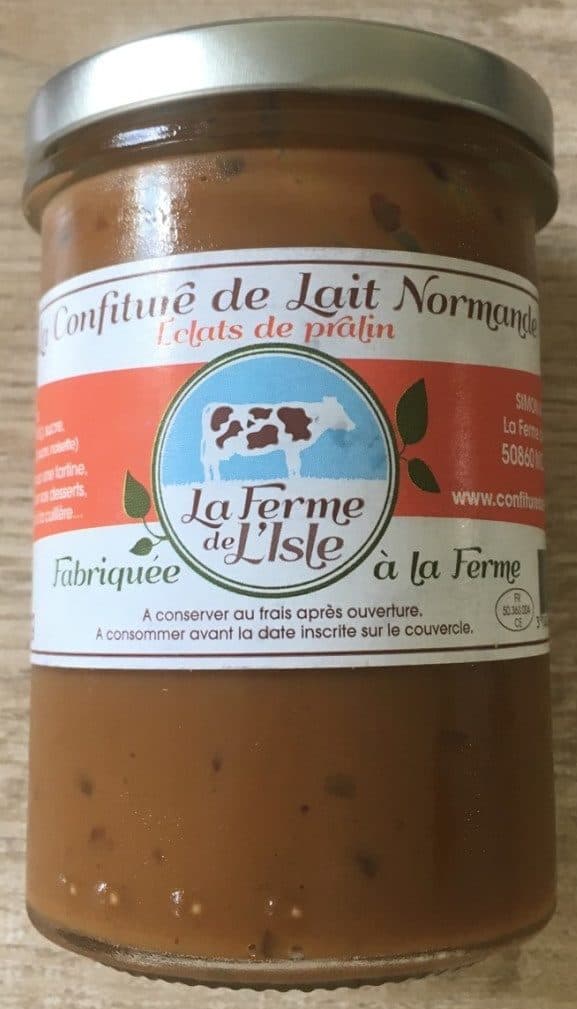 La Ferme de l'Isle La confiture de lait normande éclats de pralin packshot