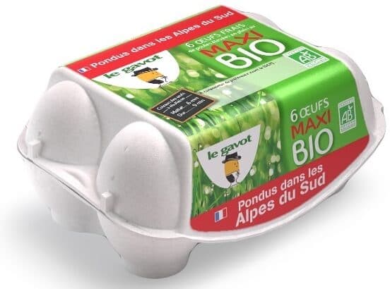 Le Gavot 6 maxi œufs bio Le Gavot de poules élevées en plein air issus de l'agriculture biologique packshot