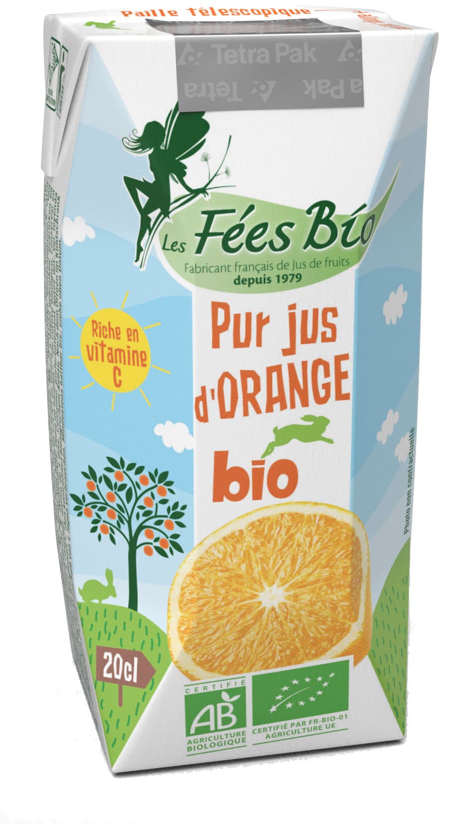 Les Fées Bio Pur jus d'orange bio packshot