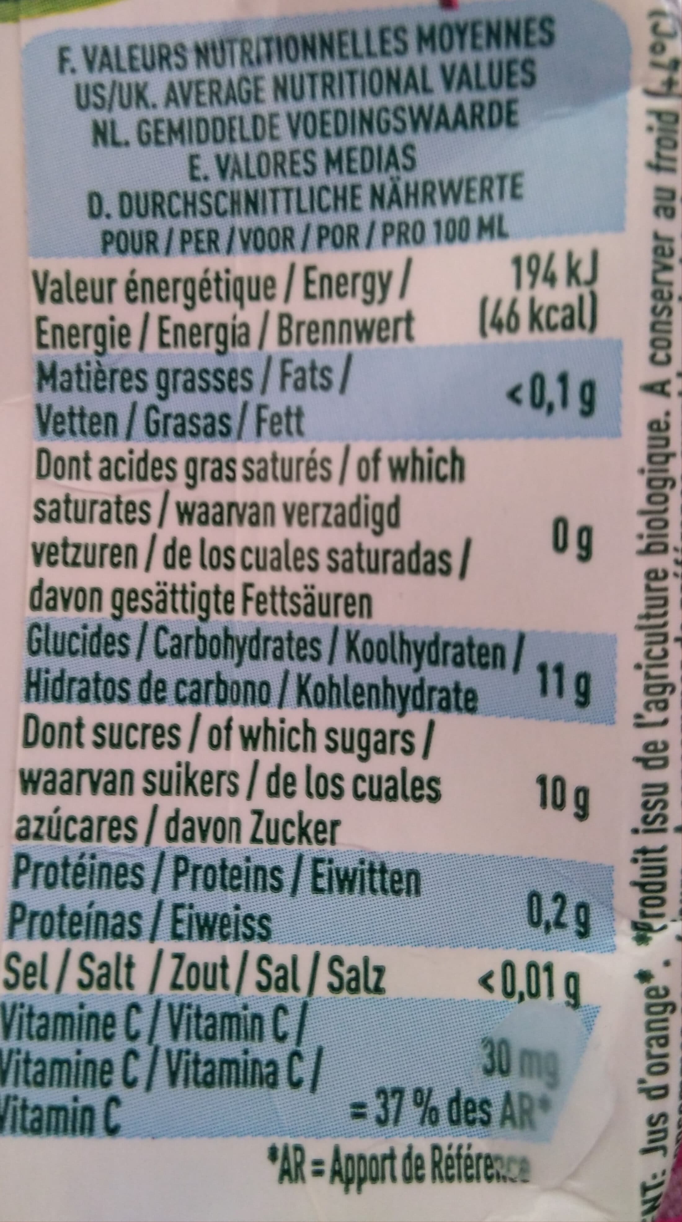 Les Fées Bio Pur jus d'orange bio packshot