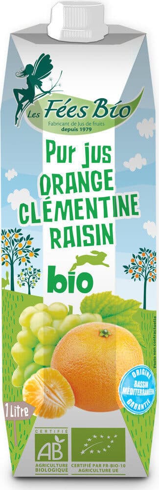 Les Fees Bio Pur Jus bio Orange Clémentine Raisin packshot