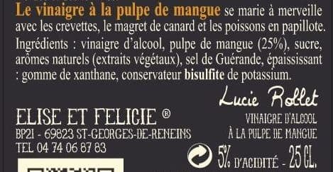 Élise & Félicie Vinaigre à la Pulpe de Mangue packshot