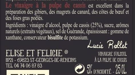 Élise & Félicie Vinaigre à la Pulpe de Cassis packshot