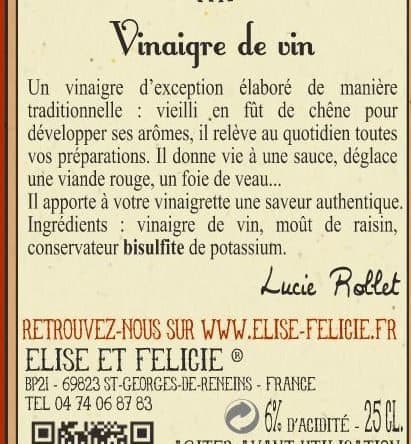 Élise & Félicie Vinaigre de vin packshot