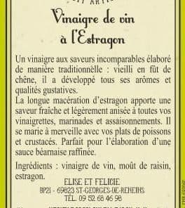 Élise & Félicie Vinaigre de Vin à l'Estragon packshot