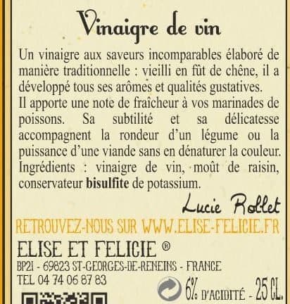 Élise & Félicie Vinaigre de Vin à l'Ancienne packshot