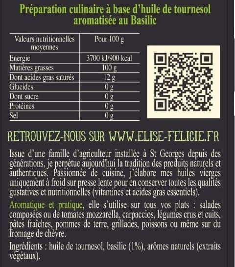 Elise felicie Huile au Basilic packshot