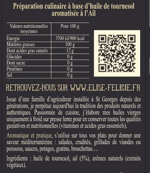Elise & Felicie Huile à l'Ail packshot