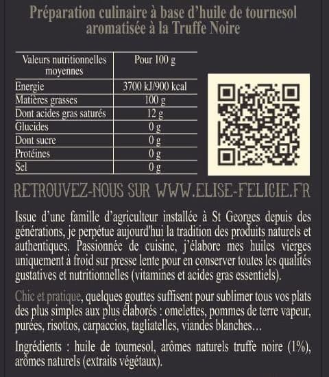 ELISE & FÉLICIE Huile aromatisée Truffe noire packshot