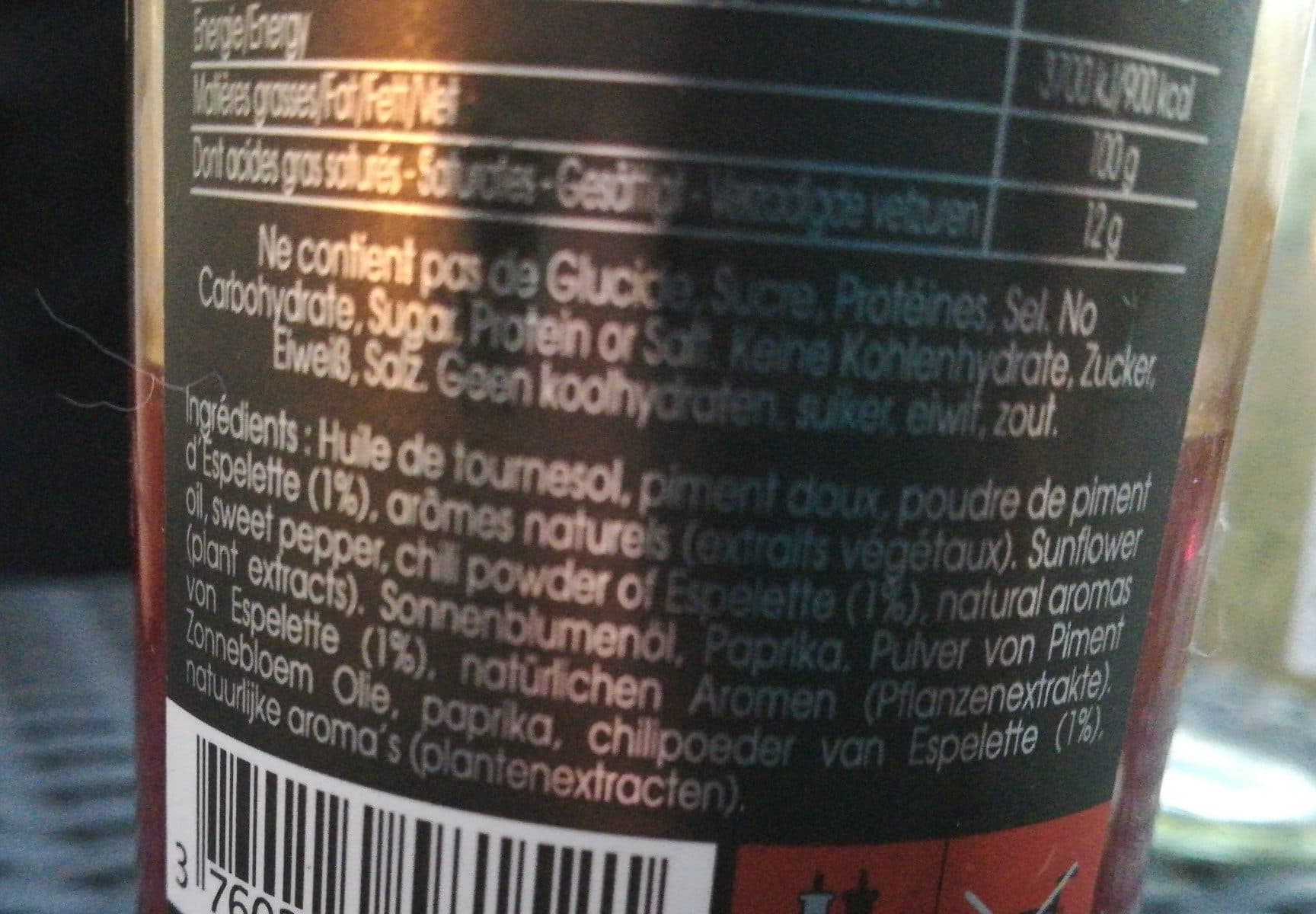 Open Food Facts Huile Au Piment D'espelette packshot