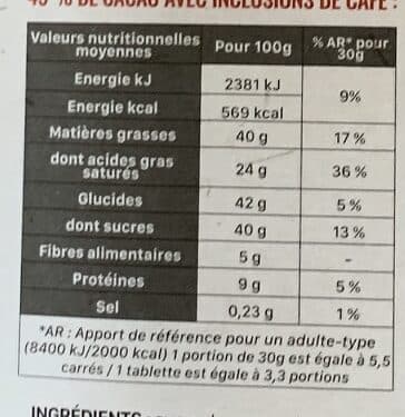Grain de Sail Tablette de chocolat au lait 45% de cacao et café packshot