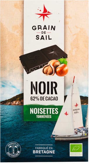 Grain de Sail Tablette de chocolat noir avec inclusion de noisettes torréfiées packshot