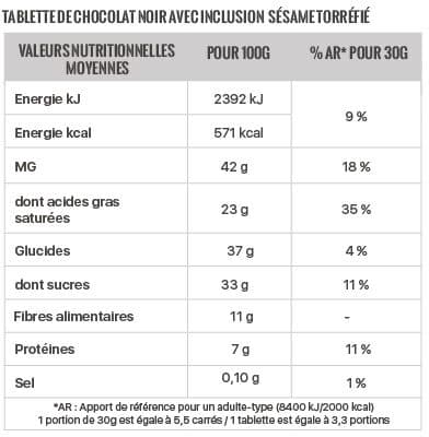 Grain de Sail Tablette de chocolat 62% de cacao et sésame torréfié packshot