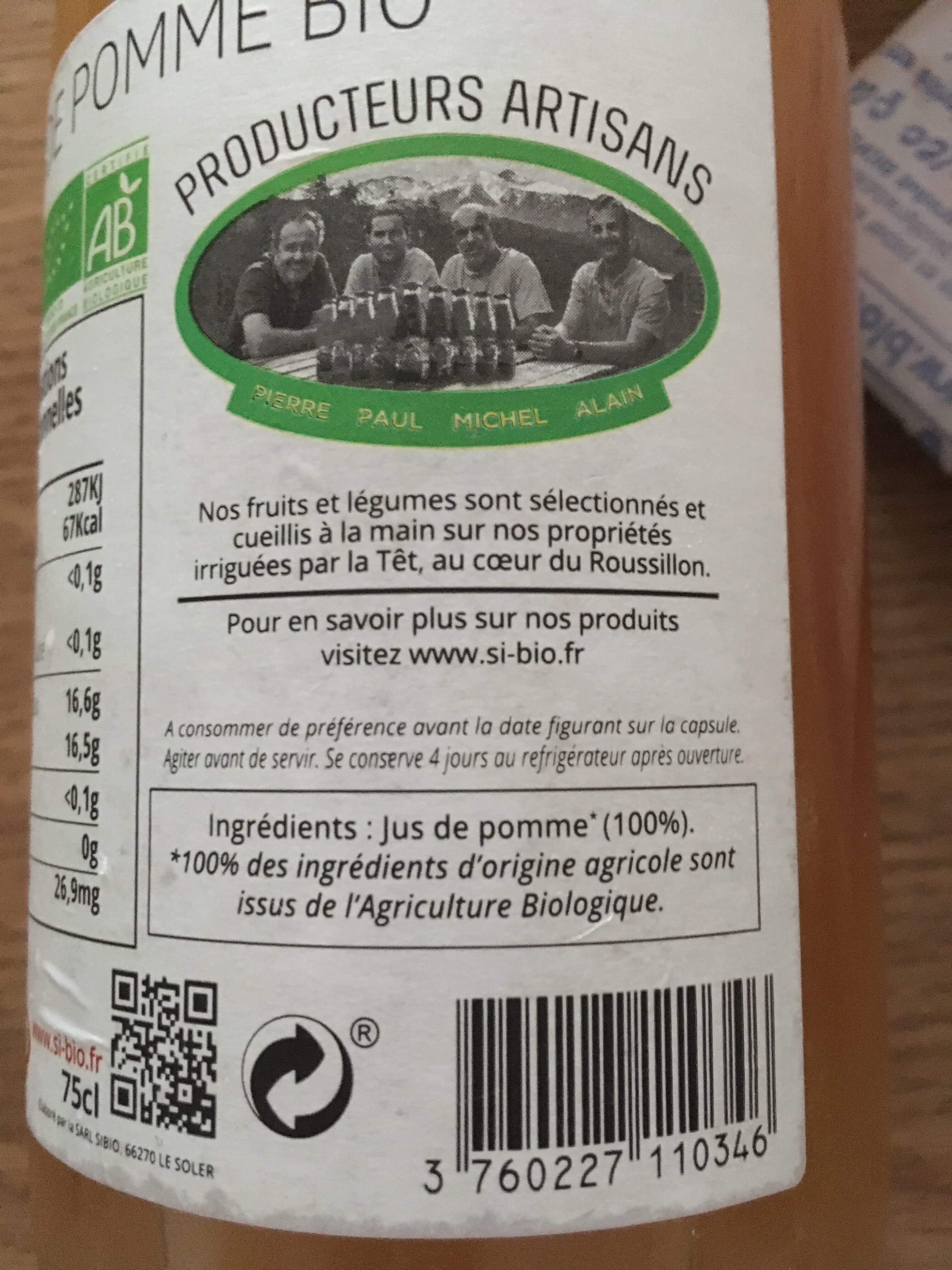 Sibio! Jus Pomme 75 CL Sibio Bio packshot