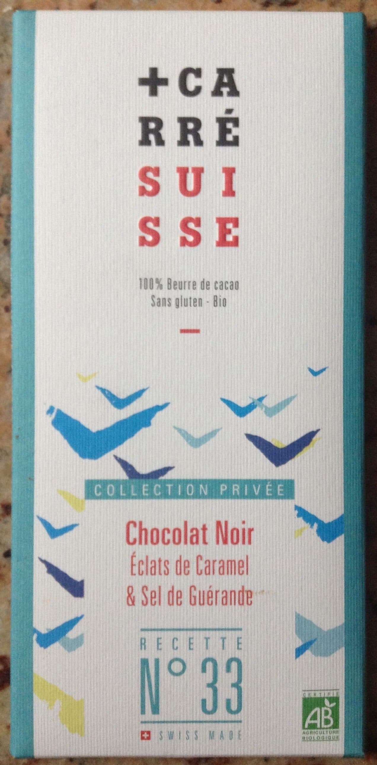 +CARRÉ SUISSE Chocolat noir caramel & sel de Guérande bio recette N°33 packshot