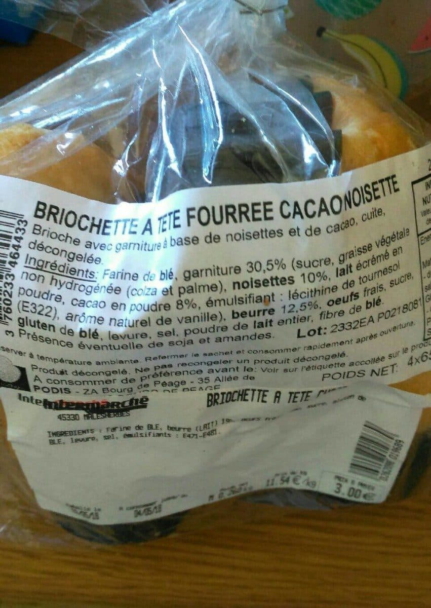 Open Food Facts Briochette à tête fourrée cacao noisette packshot