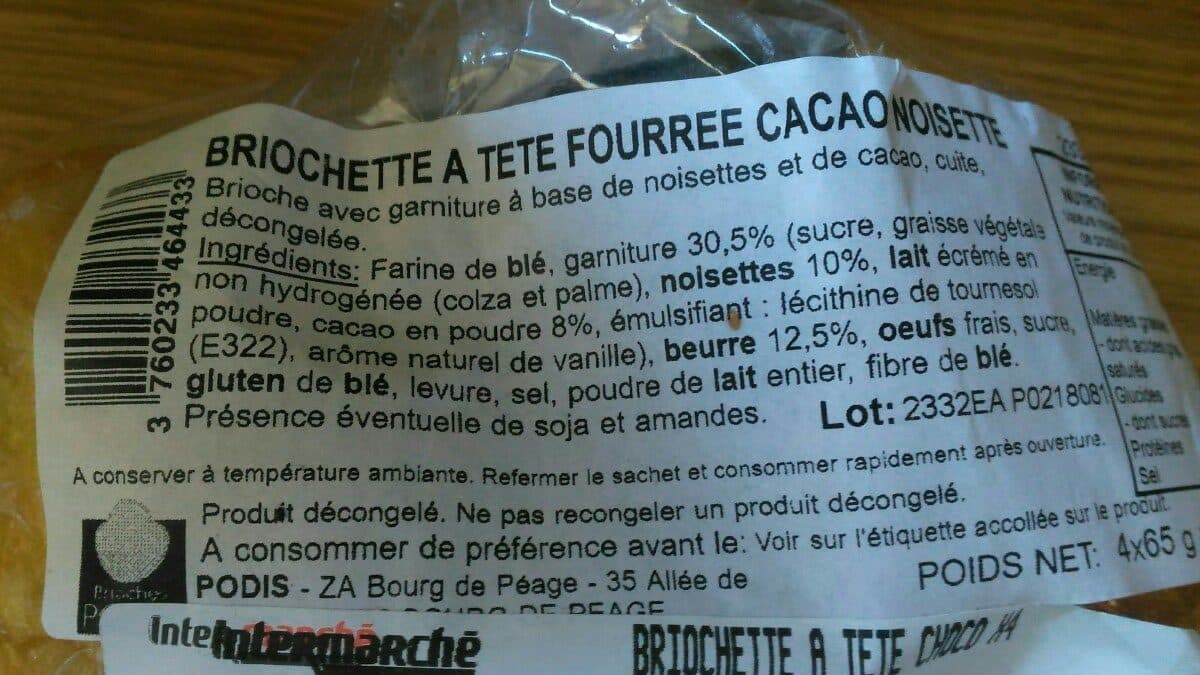 Open Food Facts Briochette à tête fourrée cacao noisette packshot
