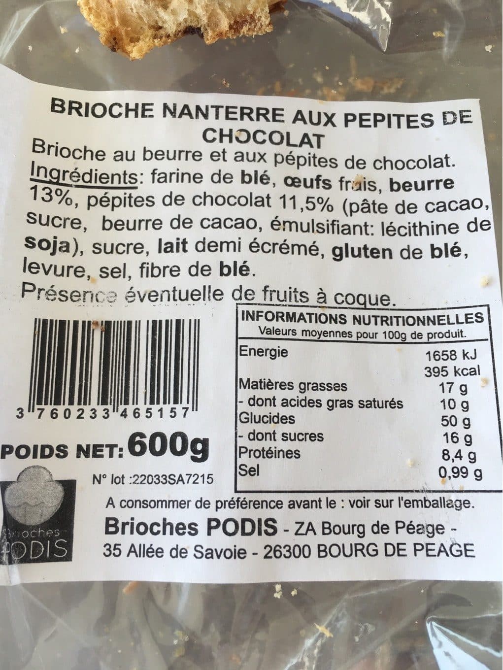 Brioches Podis Brioche aux pépites de chocolat packshot