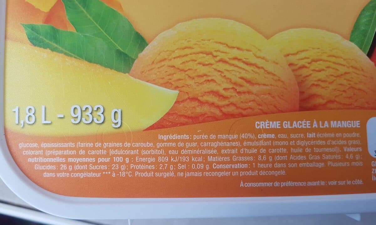 Open Food Facts Crème glacée à la mangue packshot
