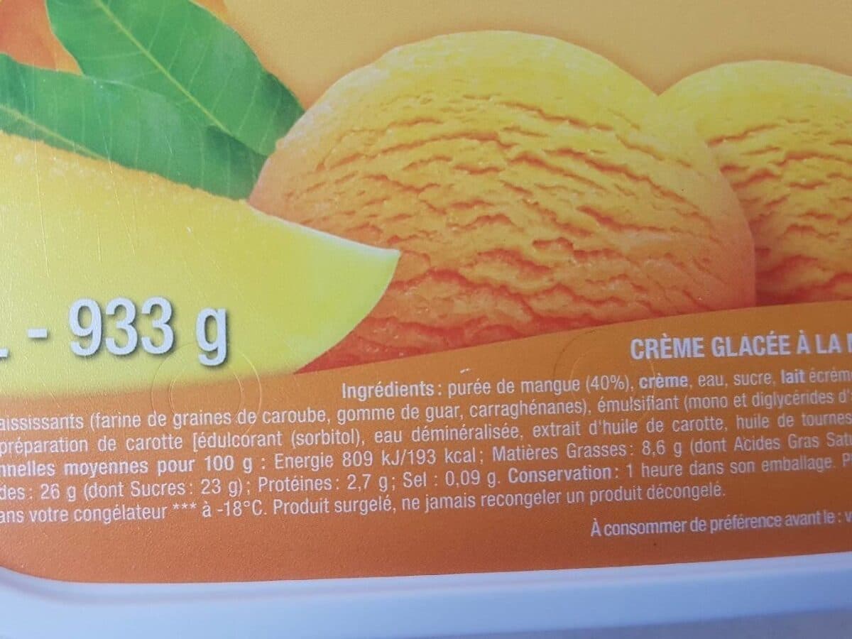 Open Food Facts Crème glacée à la mangue packshot