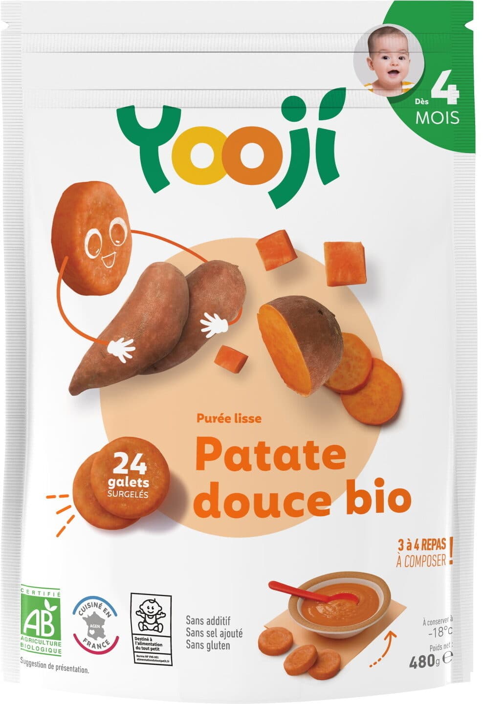 Yooji Purée surgelée de patate douce bio lisse pour bébé dès 4 mois packshot