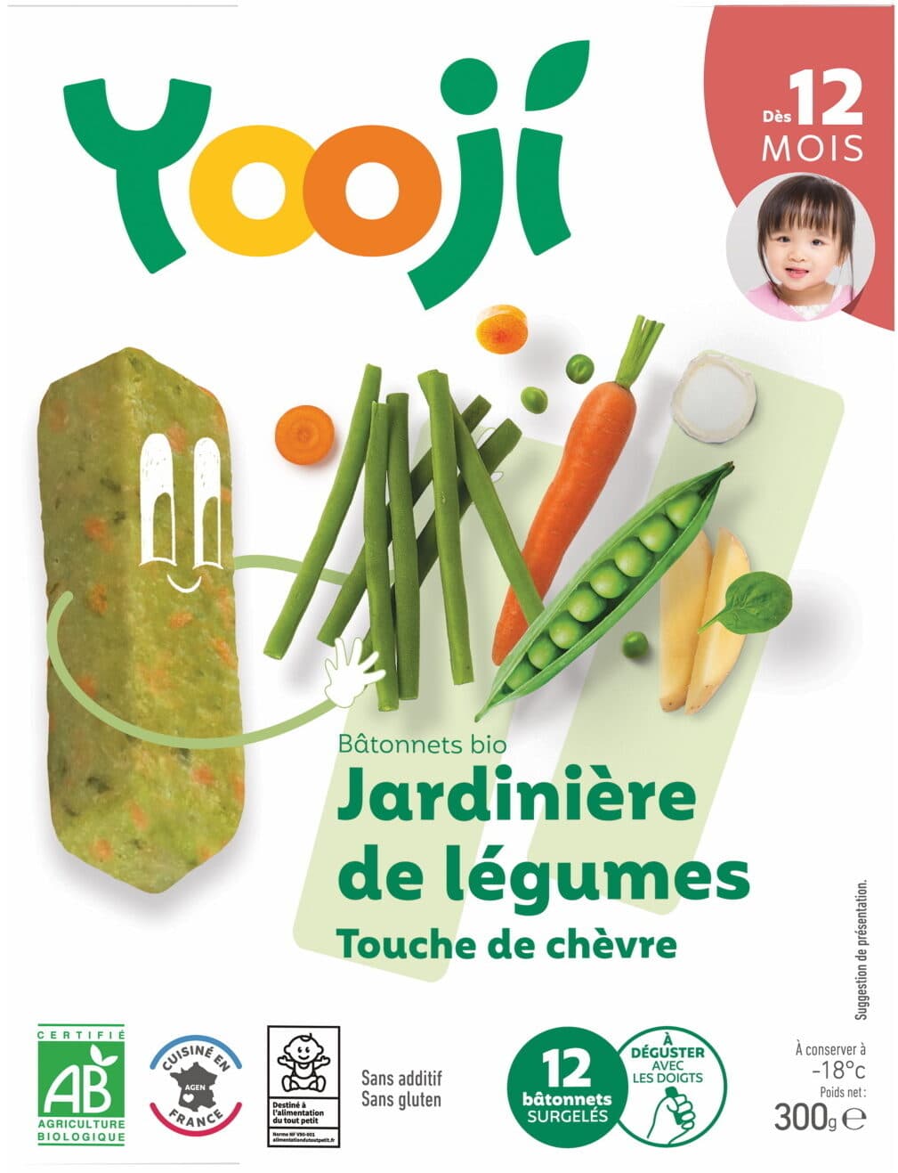 Yooji Bâtonnets surgelés bio légumes du soleil, touche de chèvre pour bébé dès 12 mois packshot