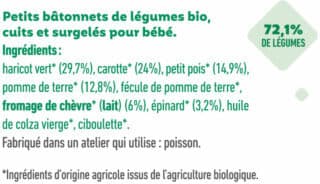 Yooji Bâtonnets surgelés bio légumes du soleil, touche de chèvre pour bébé dès 12 mois packshot