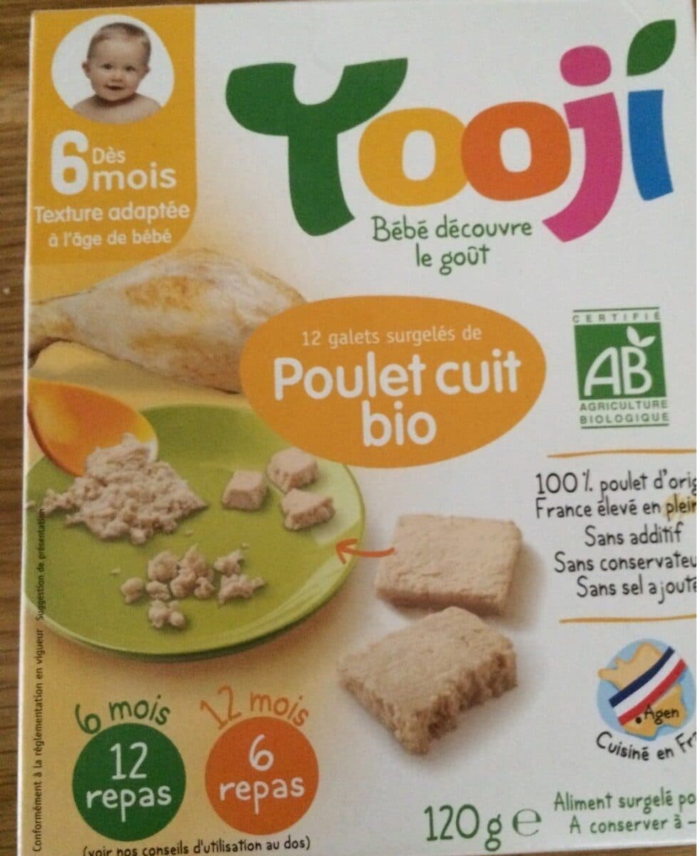 Yooji Hachés de poulet bio cuit et surgelé pour bébé dès 6 mois packshot