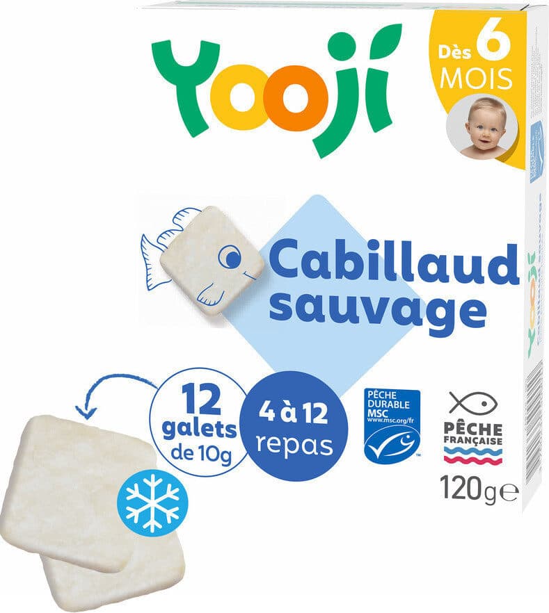 Yooji Hachés de cabillaud sauvage cuit et surgelé pour bébé dès 6 mois packshot