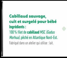 Yooji Hachés de cabillaud sauvage cuit et surgelé pour bébé dès 6 mois packshot