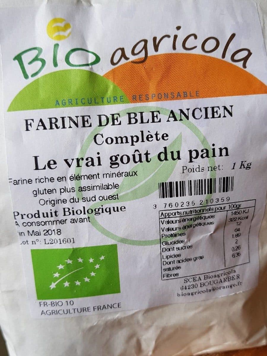 Bio agricola Farine de Blé ancien complète packshot