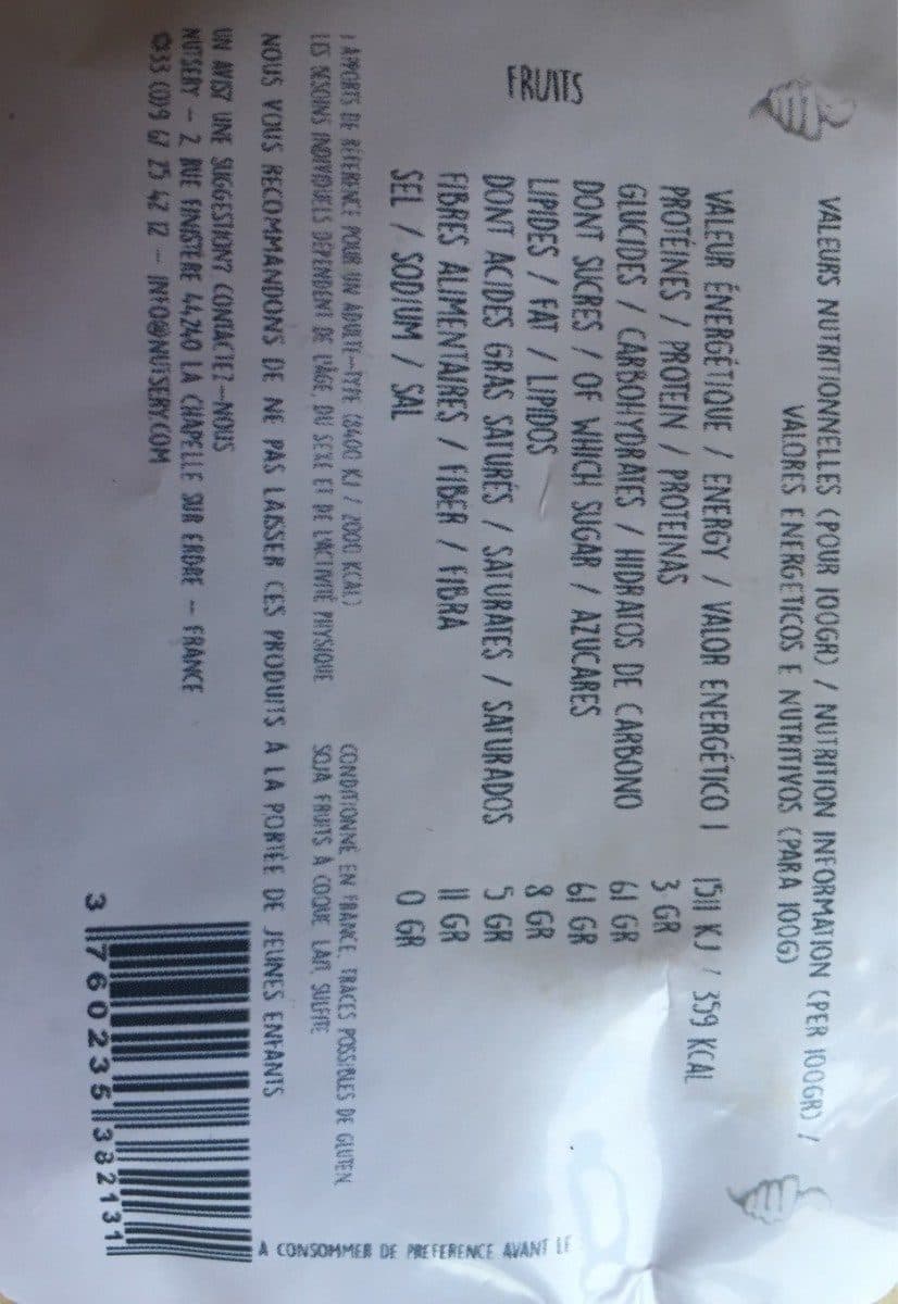 Open Food Facts NUTSERY POWER FRUITS MIX packshot