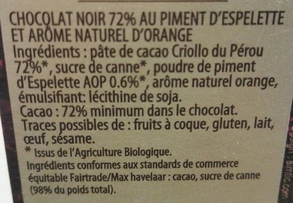 L'Atelier du Piment Noir 72% Orange Piment d'Espelette packshot